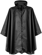 Waterproof Rain Poncho for Women Packable Hooded Raincoat with Pocket (F Black)