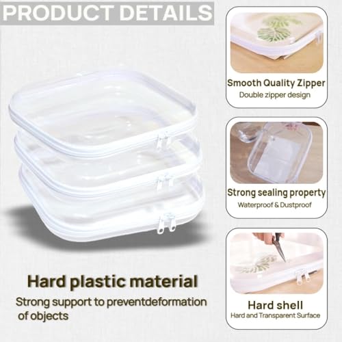 3PCS Clear Hard Plastic Zipper Case (3PCS-M-Mixed)