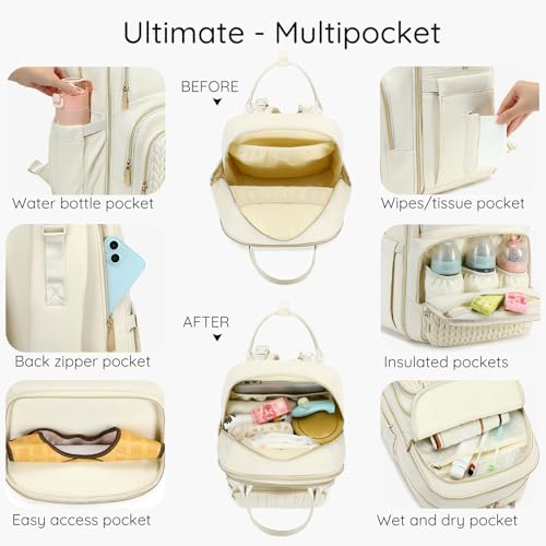 Diaper Bag Backpack (Beige)