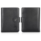 Polare Luxury RFID Blocking Leather Passport Holder Travel Wallet For Men and Women (Black with AirTag Slot(Snap Version))
