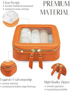 Clear Makeup Bag with Zipper Small Travel Cosmetic Case Orange Mini Pouch for Purse Accessories Car Storgae Essentials Bag Purse Pouch Organizer Compact Small Clear Toiletry Bag for Traveling (Orange / Mini Chic)