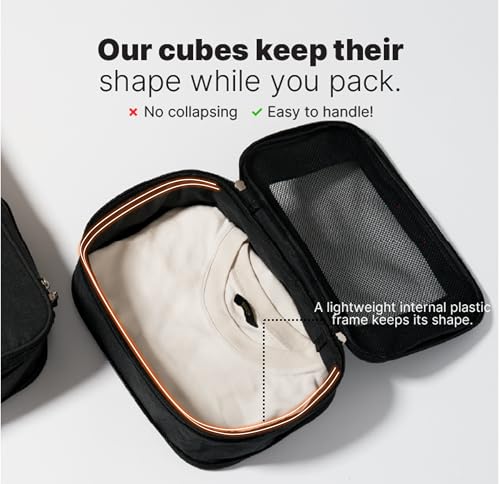 Premium Compression Packing Cubes for Travel (Black / 3 pack)