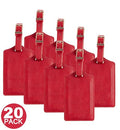 20 Pack Luggage Tags Faux Leather for Suitcases Travel Bag Labels with Protection Cover ID (Red Deep)
