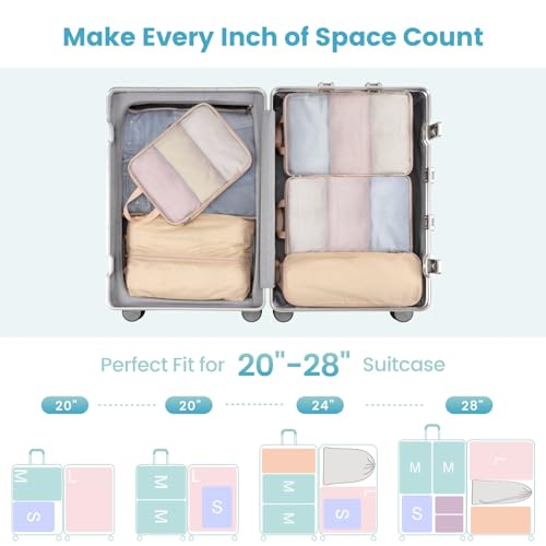 Mesh Compression Packing Cubes (09 Khaki / 6-Piece Set)