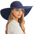 Sun Hats for Women Wide Brim Summer Hat Large Floppy Sun Straw Hat Foldable Packable Beach Hats UPF 50+ (Medium Size: Navy / Brim 5.5" (Head Circumference 22-22.8"))