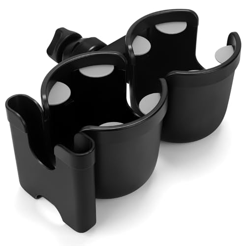 Stroller Cup Holder with Phone Holder (Double Holder-All Black)