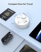 20W USB C Travel Power Strip (5ft Fully Retractable Cord / PD 20W USB C / White)