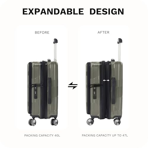 20 inch Carry On Luggage Expandable Top Opening (Grey / 20 Inch (Standard))