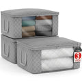Blanket Storage Bags with Clear Window (3 Pack Large / Gray)