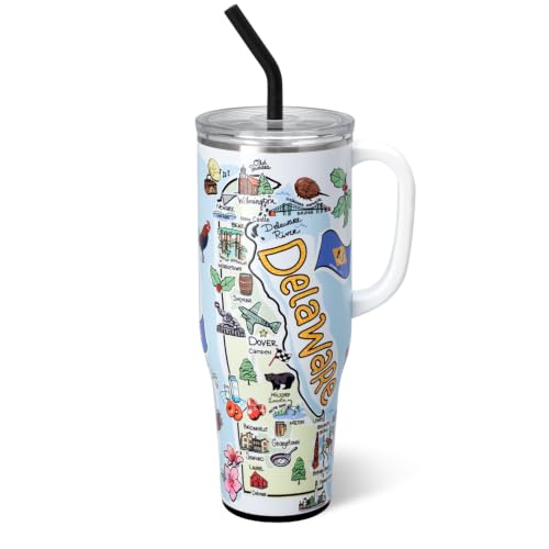 40oz Insulated Mega Mug with Handle & Straw (Delaware / 40 Ounces)
