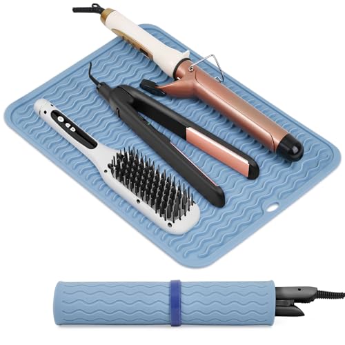 Oversize Silicone Heat Resistant Mat for Hair Tools (Blue)