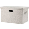 Large 17 36 Quart Collapsible Stackable Storage Bins with Lids (Beige / Large -1 Pack)