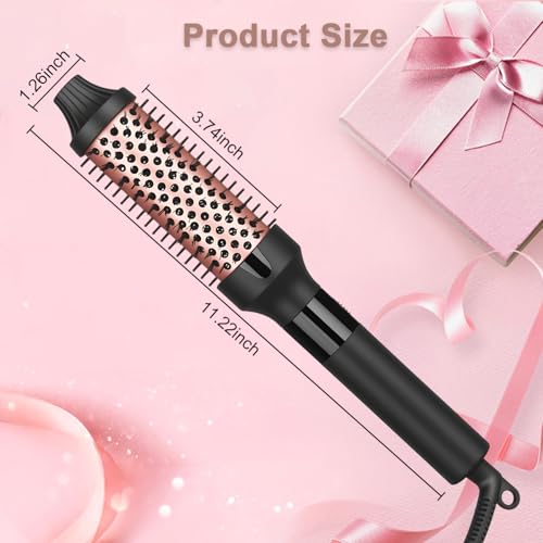 1.25 1.5 Inch Curling Iron Brush Ceramic Double PTC Heated Round Hair Curling Comb (1.25 Inch)