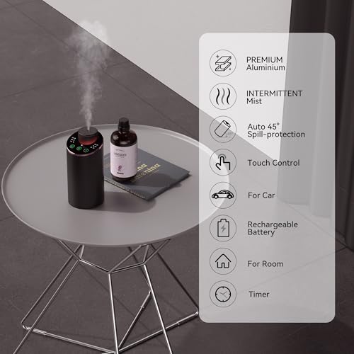 Waterless Essential Oil Diffuser Aromatherapy Scent Diffusers for Home Large Room (Black)