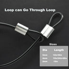 10 pcs 2mm Wire 12 inch Vinyl Coated Stainless Steel Cable with Loops Short Wire Rope Lanyard Lock Security Chain Link for Outdoor Gates (2mm(T) X 12 in(L) 10PCS / Black)