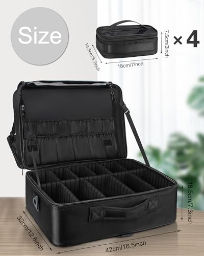 Extra Large Makeup Case with 4 Pcs Makeup Bags (Black with 4 Makeup Bags / Extra Large)