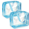 2Pcs Crystal Clear PVC Travel Toiletry Bag Kit for Women Men (Double layer-2pcs Large-Blue / Double layer)