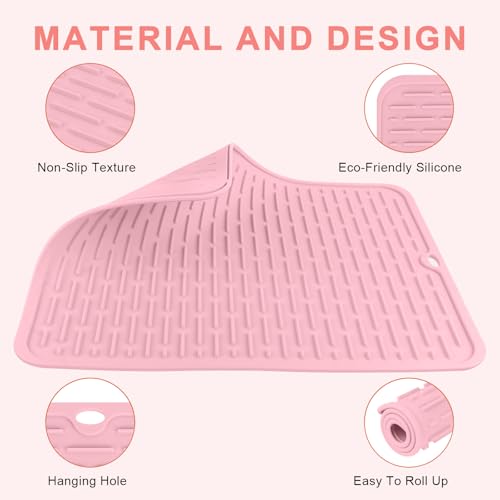 Oversize Silicone Heat Resistant Mat for Hair Tools (Pink)