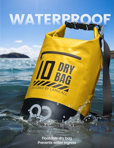 Dry Bag Waterproof Backpack with Phone Pouch 5L (Lemon Yellow / 10L)