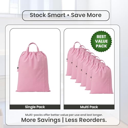 LFH Home Large Premium Cotton Rich Canvas Laundry Bag with Drawstring and Handles Heavy Duty (28"x40" (Pack of 4) / Pink)