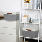 Collapsible Storage Bins Storage Boxes with lid (15×11×9.5 / White&Grey)