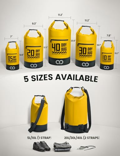 Dry Bag Waterproof Backpack with Phone Pouch 5L (Lemon Yellow / 10L)