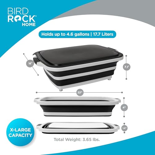 18L Collapsible BBQ Prep Tub with Lid (Black / 22"L x 16"W x 7.1H")