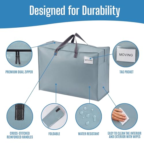 Heavy Duty Moving Bags (Light Blue / 27 Gallon-4 Pack)