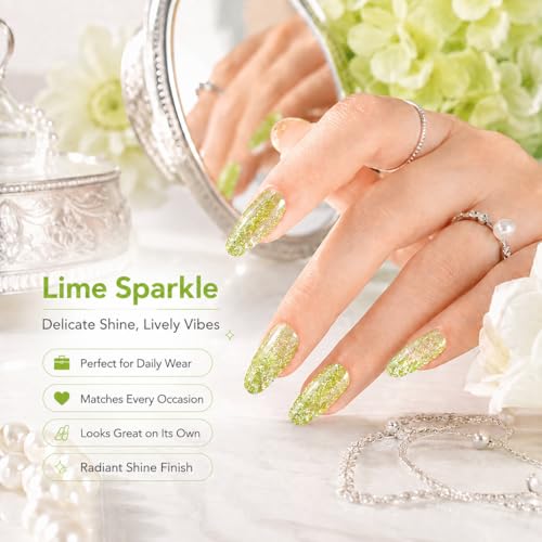Beetles Lime Green Glitter Gel Nail Polish (H - Velvet Green | Pistachio Frappe)