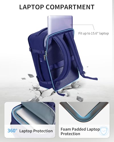 18" Travel Backpack Airlines Approved Personal Item Bag Women Navy (Navy Blue / 18 inch underseat)