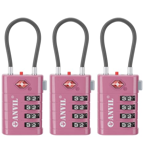 TSA Approved Luggage Locks with Search Alert Indicator (Rose Purple)
