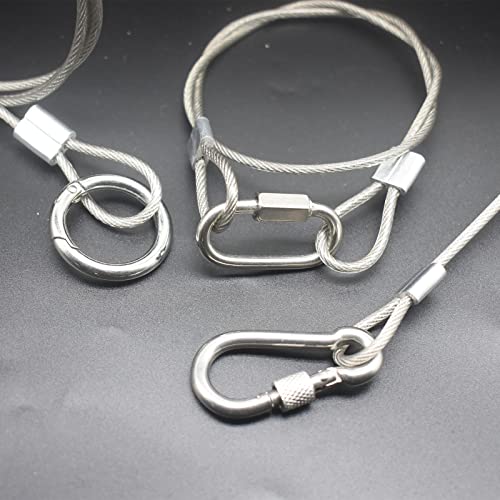 1/8"(3mm) Wire Diam Stainless Steel Cable Eyelets Loops Short Rope Lanyard Safety Tether Chain Lock with Vinyl Coated Cover, 10Pcs 20" Long Clear (20 inches - 10 Pcs / Clear-A)