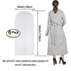 Dress Bags for Hanging Clothes 24'' x 54'' Long Dress Hanging Garment Bag White Breathable Garment Bags for Hanging Clothes Full Zipper Dust Cover for Storage Closet Pack of 6 (24'' x 54''/6 Pack / White-Translucent)