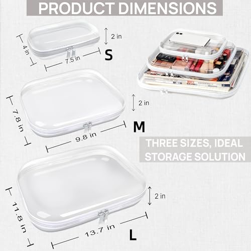 3PCS Clear Hard Plastic Zipper Case (3PCS-S)