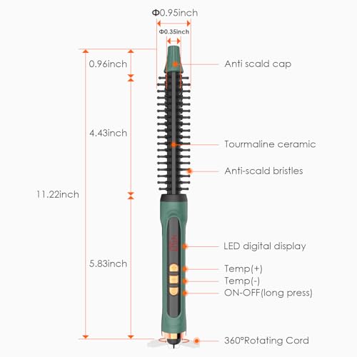 Mini Barrel Thermal Brush for Short Hair 0.35 Inch Curling Brush (0.35 Inch Barrel)