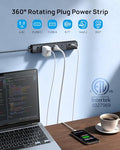 Wall Mount Surge Protector Power Strip with 360 Rotating Plug (Black / 6FT Rotating Plug)