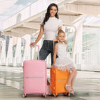 4 Piece Expandable Hardshell Pink Luggage Sets with Spinner Wheels (A#Pink / 4 Piece Set)