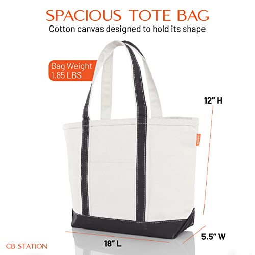 Medium Classic Canvas Tote Bag for Women (Black)