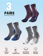 Crew Compression Running Socks (9-13 / H-blue White Purple-3pairs)
