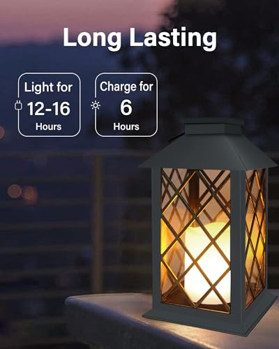 Solar Lanterns Outdoor Waterproof (Black-2Pcs)