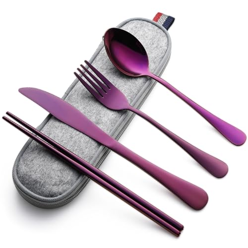 Travel Utensils with Case (Purple)