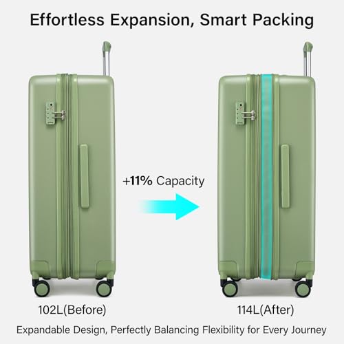 Expandable Large Checked Luggage (Bamboo Green / 28 Inch EXT)