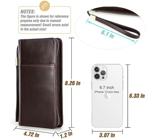 Top Grain Leather Travel Passport Wallet Holder for Man & Woman (For 4 Passports-Zipper Style / Classic-Glossy Blue)