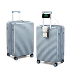 Hard Case 24 Inch Expandable Check in Luggage with Wheels (Arctic Silver / Expandable 24 Inch)