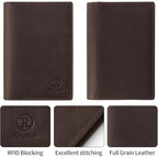 Leather Passport Cover for Men Women (Red Brown)
