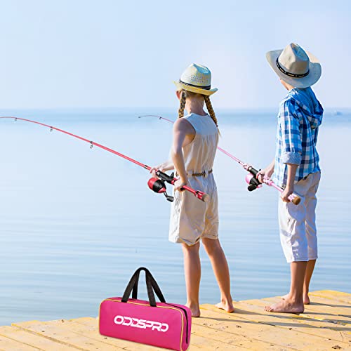Kids Fishing Pole (Pink&Red / 4.92 ft)