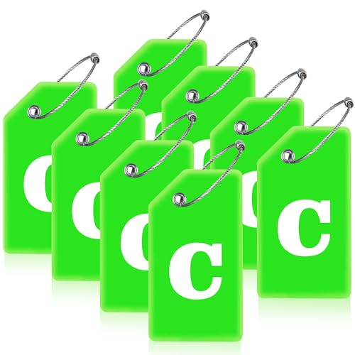 8 Pack Initial Luggage Tags for Suitcases Airplane Travel Essentials (Green / Letter C)