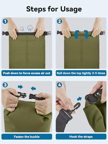 Waterproof Dry Bag Backpack with Emergency Whistle (40L / Dark Green)