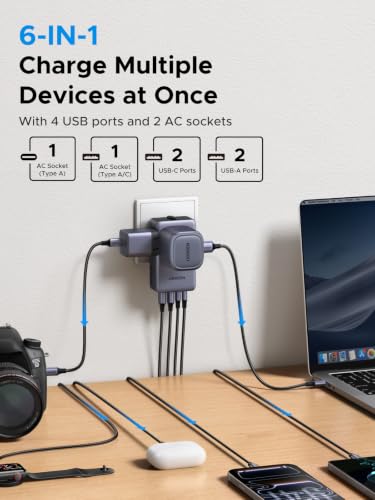 45W 6 Port Universal Travel Plug Adapter Worldwide