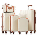 6 Piece Luggage Set (White Brown / 6-Piece Set)